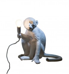 Seletti Monkey Lamp Bianca Seduta 